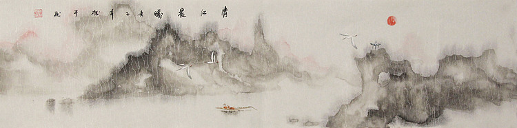 四尺对开山水&mdash;&mdash;张松平