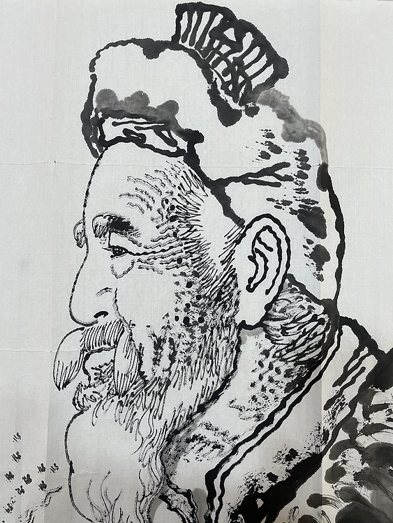 名家&mdash;&mdash;中国著名美术教育家，当代中国人物画大师，黄土画派创始人 刘文西作《陕北老人》69X69