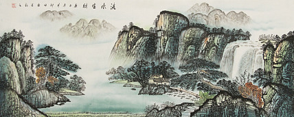 画家 邵强 流水生财 小六尺山水
