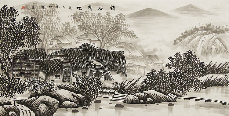 四尺山水作品——莫桂明