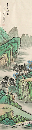 四尺对开山水——画家李仙山