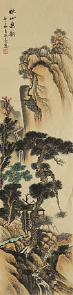 四尺对开山水——画家永亮