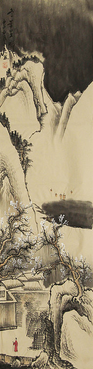 四尺对开山水——画家永亮