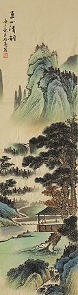 四尺对开山水&mdash;&mdash;画家永亮