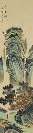 四尺对开山水——画家永亮