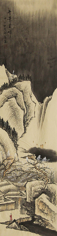 四尺对开山水&mdash;&mdash;画家永亮
