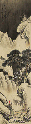 四尺对开山水——画家永亮