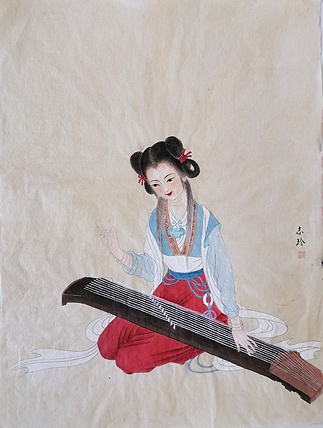 山东省当代工笔画院常务院长 乔志玲 抚琴图