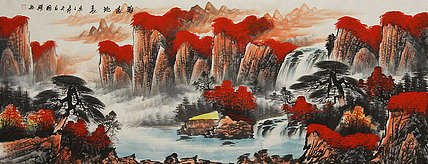 小六尺山水&mdash;&mdash;画家周国耀