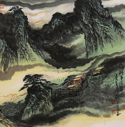 中国美协会员，中央文史馆书画院研究员，中国艺术研究员研究员 洪潮 山水
