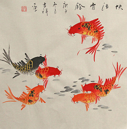 斗方花鸟作品——画家吉祥