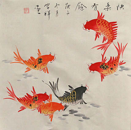 斗方花鸟作品——画家吉祥