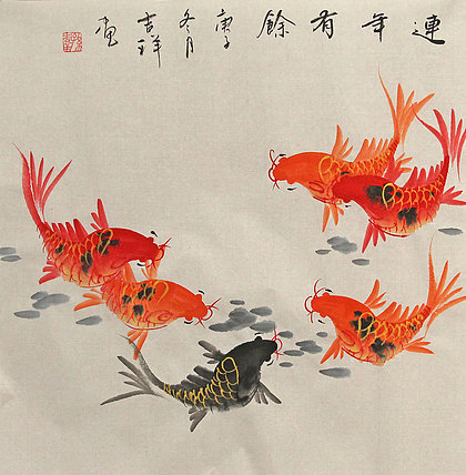 斗方花鸟作品——画家吉祥
