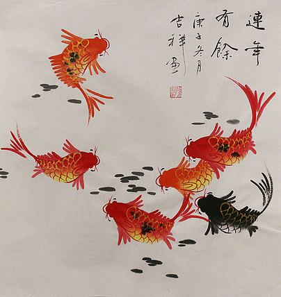斗方花鸟作品——画家吉祥