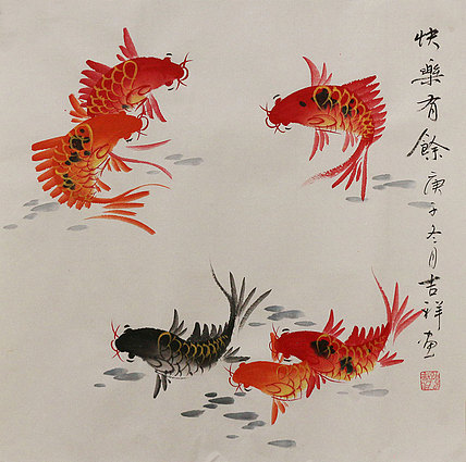 斗方花鸟作品——画家吉祥