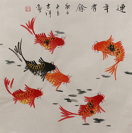 斗方花鸟作品——画家吉祥