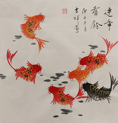 斗方花鸟作品——画家吉祥