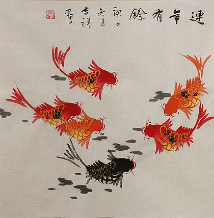 斗方花鸟作品——画家吉祥