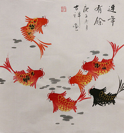 斗方花鸟作品——画家吉祥