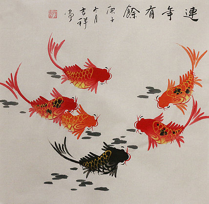 斗方花鸟作品——画家吉祥