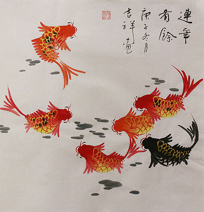 斗方花鸟作品——画家吉祥
