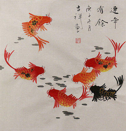 斗方花鸟作品——画家吉祥