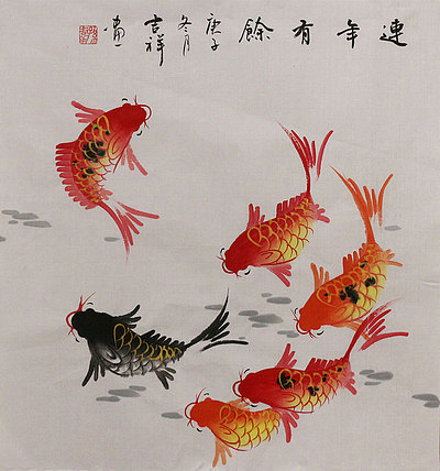 斗方花鸟作品——画家吉祥