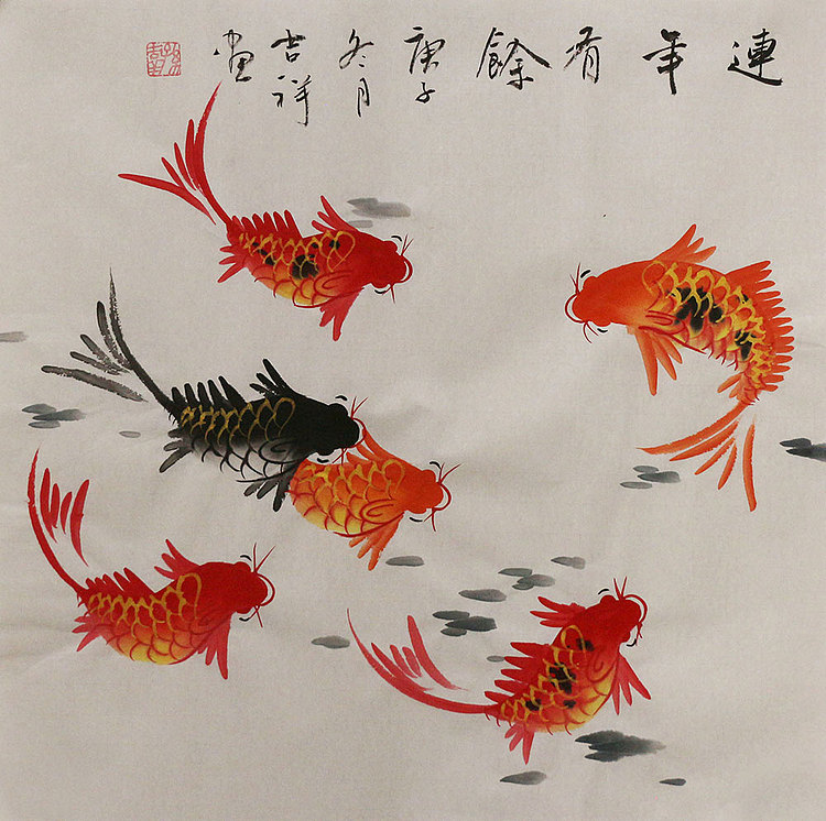 斗方花鸟作品——画家吉祥