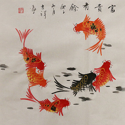 斗方花鸟作品——画家吉祥