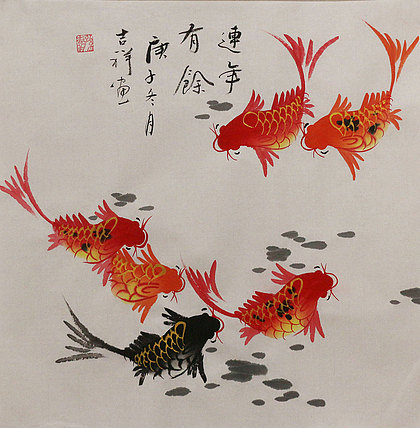斗方花鸟作品——画家吉祥