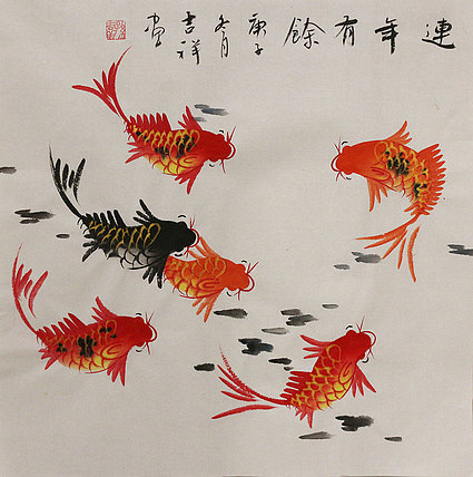 斗方花鸟作品——画家吉祥