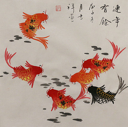 斗方花鸟作品——画家吉祥