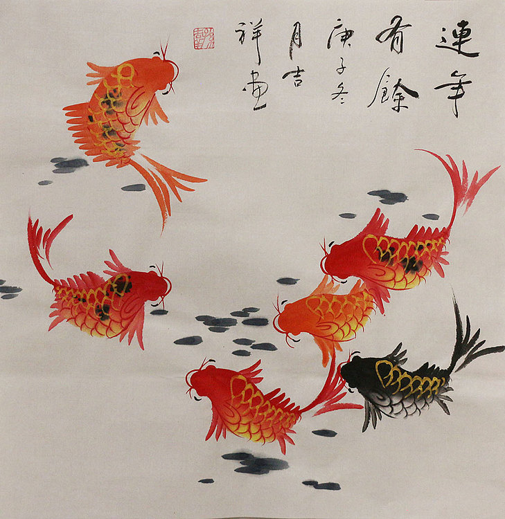 斗方花鸟作品——画家吉祥