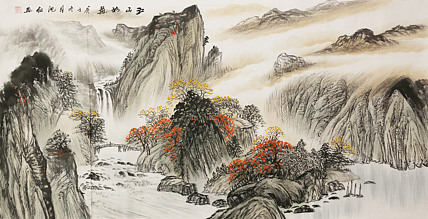 画家 长田 江山如画 四尺山水