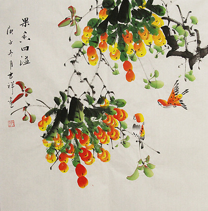 斗方花鸟——画家吉祥