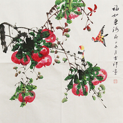 斗方花鸟——画家吉祥