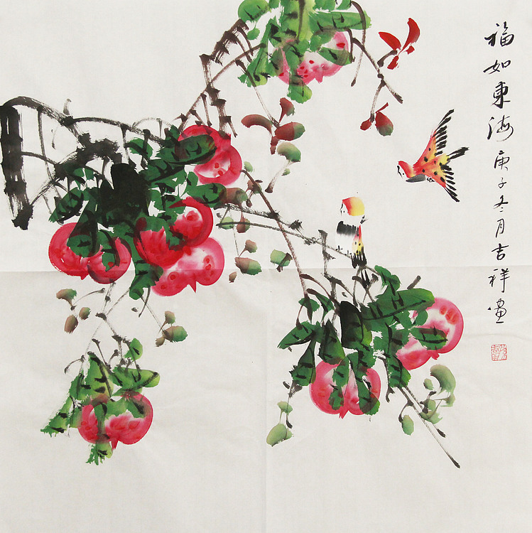斗方花鸟——画家吉祥