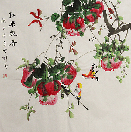 斗方花鸟——画家吉祥
