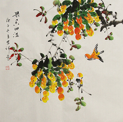 斗方花鸟——画家吉祥
