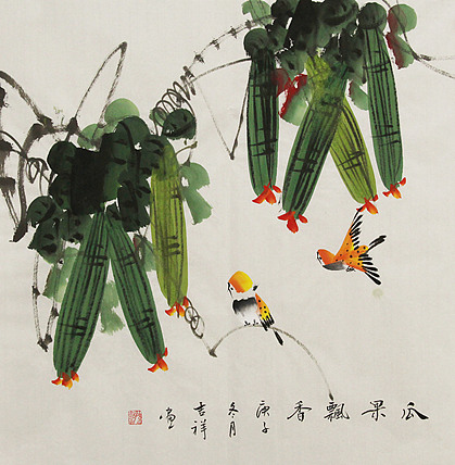 斗方花鸟——画家吉祥