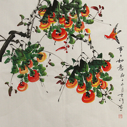 斗方花鸟——画家吉祥