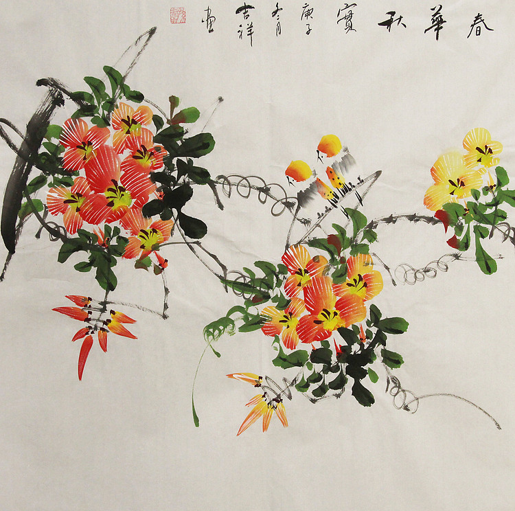 斗方花鸟——画家吉祥