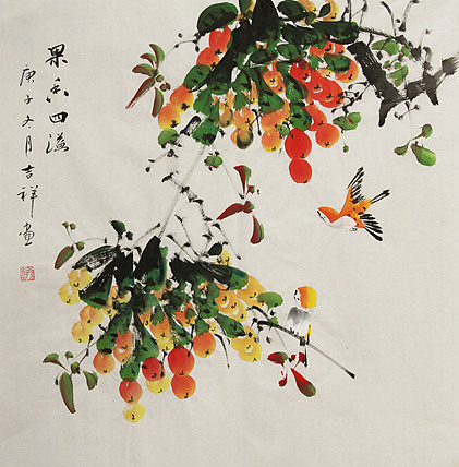 斗方花鸟——画家吉祥