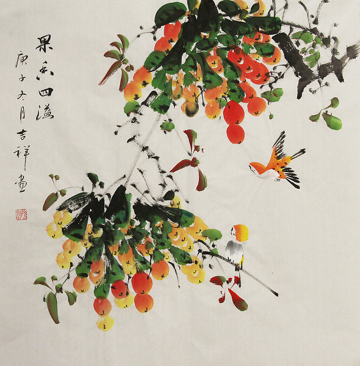 斗方花鸟——画家吉祥