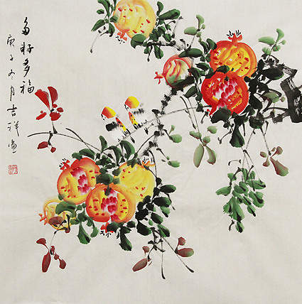 斗方花鸟——画家吉祥
