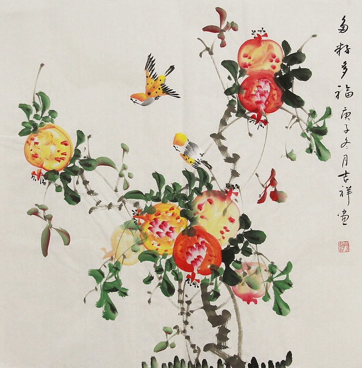 斗方花鸟——画家吉祥