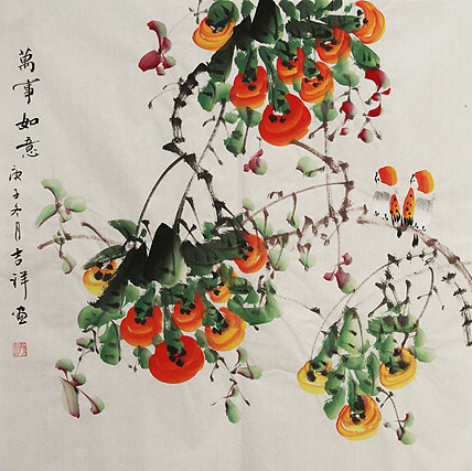 斗方花鸟——画家吉祥