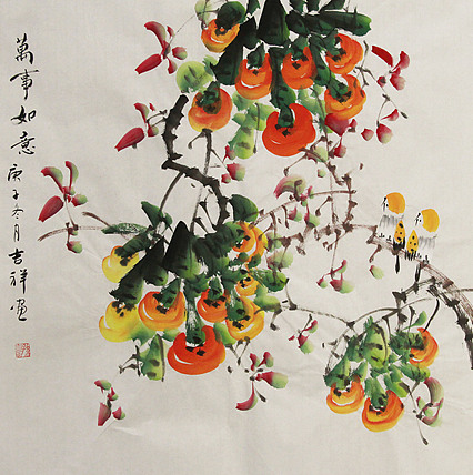 斗方花鸟——画家吉祥
