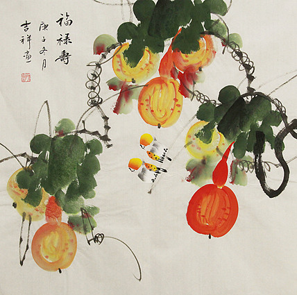 斗方花鸟——画家吉祥