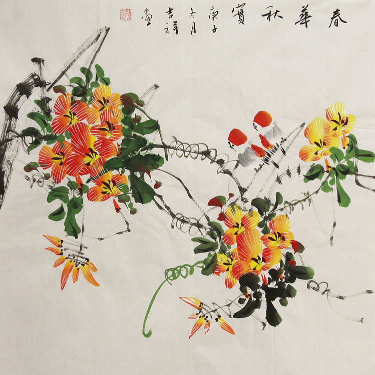 斗方花鸟——画家吉祥